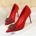 Exquisite big size 43 high heels 2019 shoes wedding  pump party rhinestone diamond women dress shoes